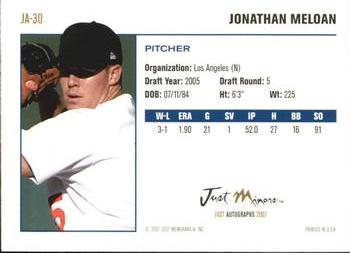 2007 Just Autographs #JA-30 Jonathan Meloan Back