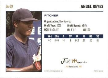 2007 Just Autographs #JA-39 Angel Reyes Back
