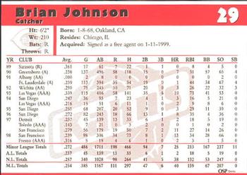 1999 Kahn's Cincinnati Reds #NNO Brian Johnson Back