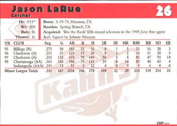 1999 Kahn's Cincinnati Reds #NNO Jason LaRue Back