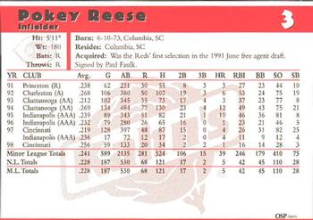 1999 Kahn's Cincinnati Reds #NNO Pokey Reese Back