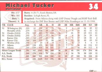 1999 Kahn's Cincinnati Reds #NNO Michael Tucker Back