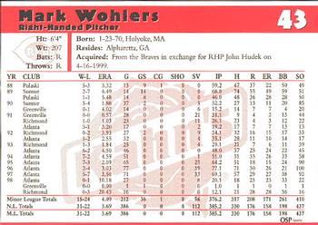 1999 Kahn's Cincinnati Reds #NNO Mark Wohlers Back
