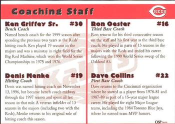 1999 Kahn's Cincinnati Reds #NNO Coaches (Ken Griffey Sr. / Ron Oester / Denis Menke / Dave Collins) Back