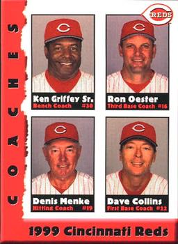 1999 Kahn's Cincinnati Reds #NNO Coaches (Ken Griffey Sr. / Ron Oester / Denis Menke / Dave Collins) Front