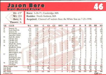 1999 Kahn's Cincinnati Reds #NNO Jason Bere Back