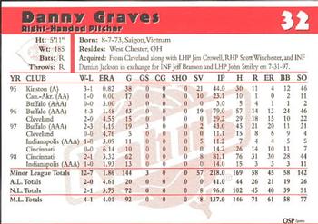 1999 Kahn's Cincinnati Reds #NNO Danny Graves Back