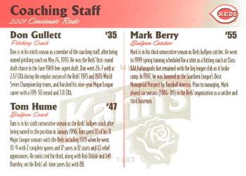 2001 Kahn's Cincinnati Reds #NNO Don Gullett / Tom Hume / Mark Berry Back