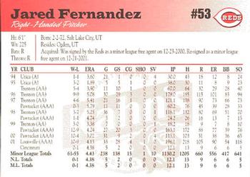 2002 Kahn's Cincinnati Reds #NNO Jared Fernandez Back