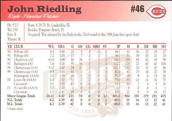2002 Kahn's Cincinnati Reds #NNO John Riedling Back