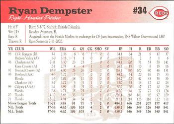 2002 Kahn's Cincinnati Reds #NNO Ryan Dempster Back