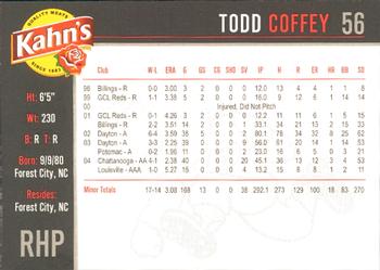 2005 Kahn's Cincinnati Reds #NNO Todd Coffey Back