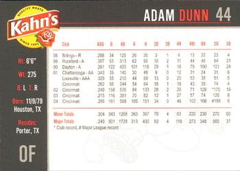 2005 Kahn's Cincinnati Reds #NNO Adam Dunn Back