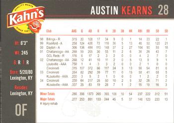 2005 Kahn's Cincinnati Reds #NNO Austin Kearns Back