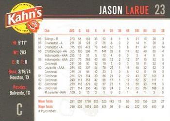 2005 Kahn's Cincinnati Reds #NNO Jason Larue Back