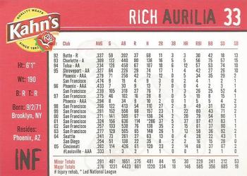 2006 Kahn's Cincinnati Reds #NNO Rich Aurilia Back