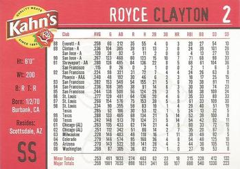 2006 Kahn's Cincinnati Reds #NNO Royce Clayton Back