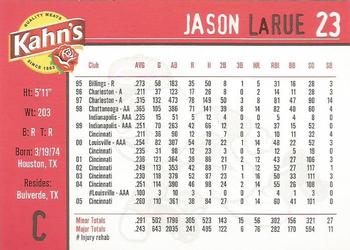2006 Kahn's Cincinnati Reds #NNO Jason Larue Back