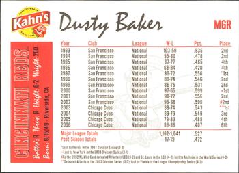 2008 Kahn's Cincinnati Reds #NNO Dusty Baker Back