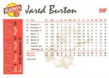 2008 Kahn's Cincinnati Reds #NNO Jared Burton Back