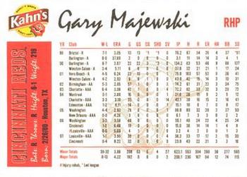 2008 Kahn's Cincinnati Reds #NNO Gary Majewski Back