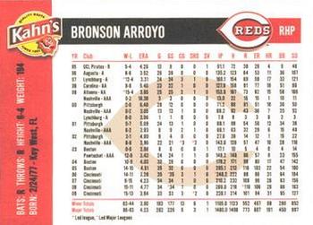 2010 Kahn's Cincinnati Reds #NNO Bronson Arroyo Back