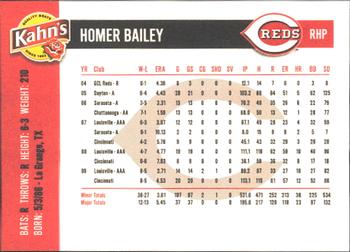 2010 Kahn's Cincinnati Reds #NNO Homer Bailey Back