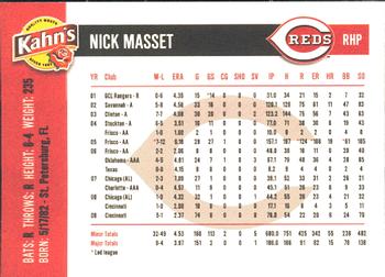 2010 Kahn's Cincinnati Reds #NNO Nick Masset Back