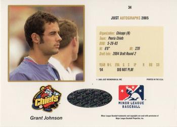 2005 Just Autographs #34 Grant Johnson Back