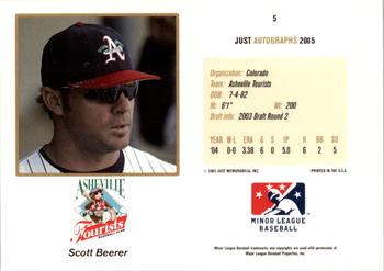 2005 Just Autographs #5 Scott Beerer Back