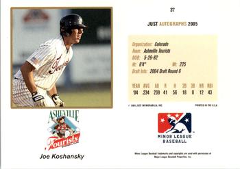 2005 Just Autographs #37 Joe Koshansky Back