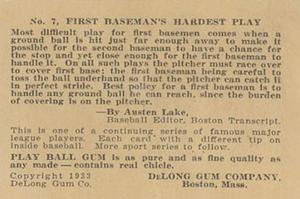 1933 DeLong Gum (R333) #7 Lou Gehrig Back