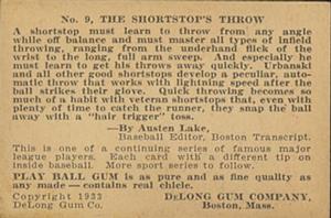 1933 DeLong Gum (R333) #9 Billy Urbanski Back