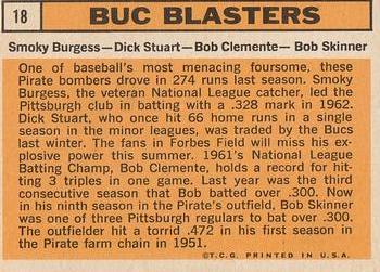 1963 Topps #18 Buc Blasters (Smoky Burgess / Bob Clemente / Bob Skinner / Dick Stuart) Back