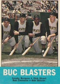 1963 Topps #18 Buc Blasters (Smoky Burgess / Bob Clemente / Bob Skinner / Dick Stuart) Front