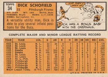1963 Topps #34 Dick Schofield Back