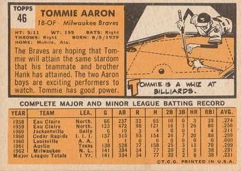 1963 Topps #46 Tommie Aaron Back