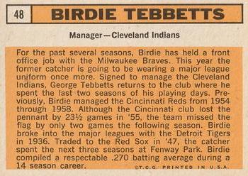1963 Topps #48 Birdie Tebbetts Back
