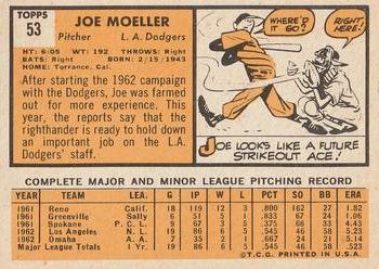 1963 Topps #53 Joe Moeller Back