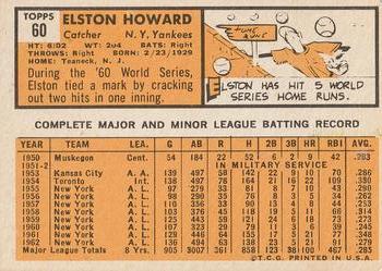 1963 Topps #60 Elston Howard Back