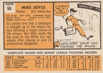 1963 Topps #66 Mike Joyce Back