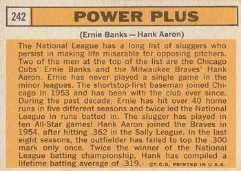 1963 Topps #242 Power Plus (Hank Aaron / Ernie Banks) Back