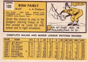 1963 Topps #105 Ron Fairly Back