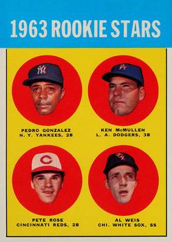 1963 Topps #537 1963 Rookie Stars (Pedro Gonzalez / Ken McMullen / Pete Rose / Al Weis) Front