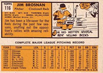 1963 Topps #116 Jim Brosnan Back