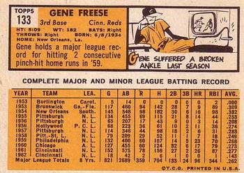 1963 Topps #133 Gene Freese Back
