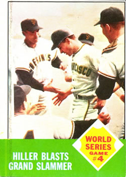 1963 Topps #145 World Series Game #4: Hiller Blasts Grand Slammer Front