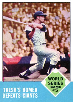 1963 Topps #146 World Series Game #5: Tresh's Homer Defeats Giants Front