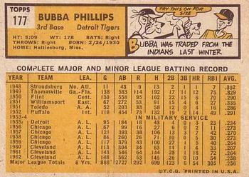 1963 Topps #177 Bubba Phillips Back