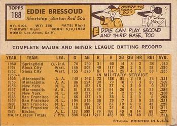 1963 Topps #188 Eddie Bressoud Back